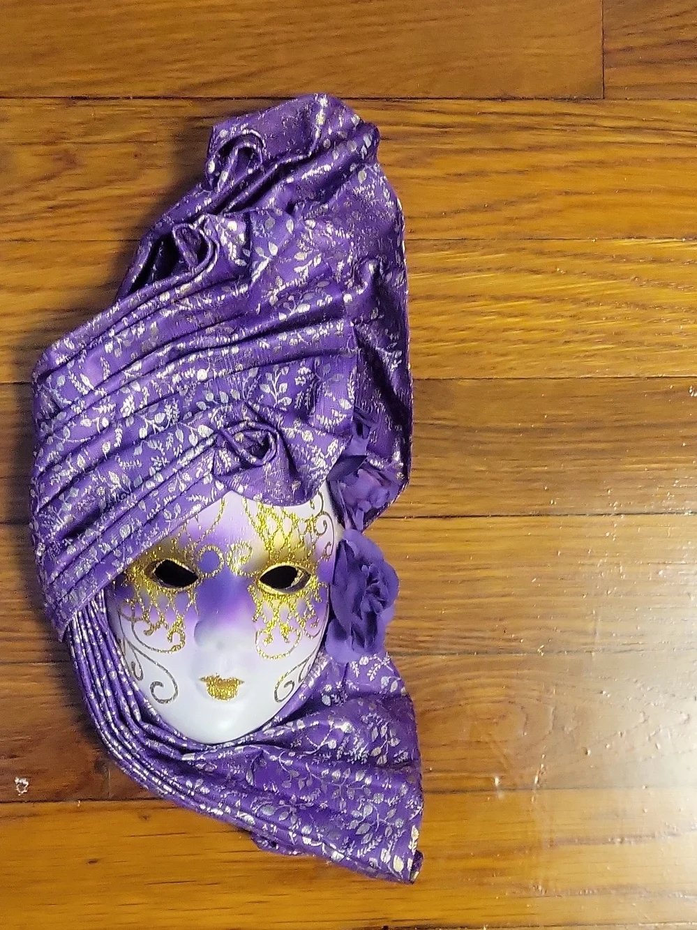 Purple Venetian Mask with Gold Accents
